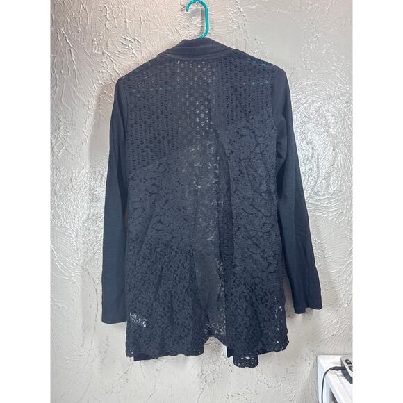 LOGO Lavish Open Front Floral Lace Cardigan Womens Size Small - Picture 2 of 4